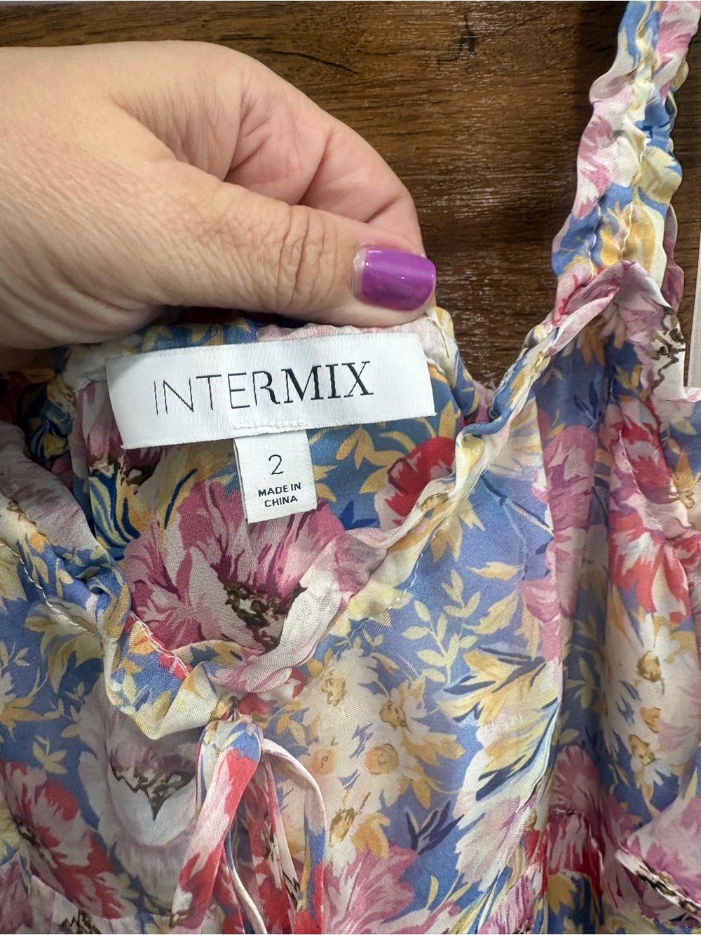 Intermix Silk Sophia Midi Floral High Low Frilly Dress - Picture 5 of 14